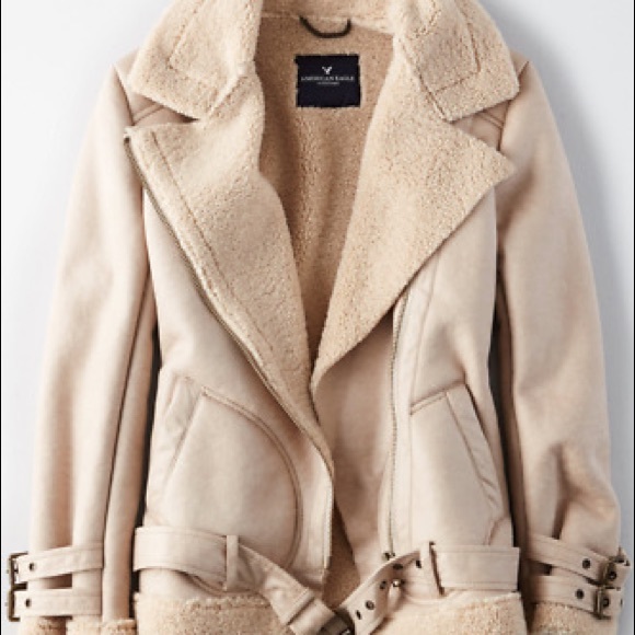 American Eagle Faux Suede Sherpa Moto Jacket - Picture 9 of 10